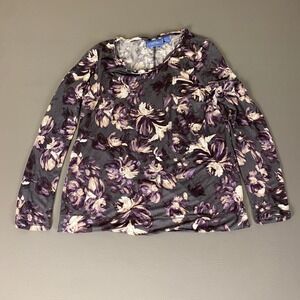 Simply Vera Vera Wang Blouse Top Women's Size Large Floral Print‎ Long Sleeve